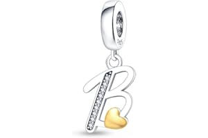 Pandach Lettre de l'alphabet Initiales A-Z Breloques Adaptées aux Bracelets Européens 925 perles de Charme en Argent Sterling pour les Femmes