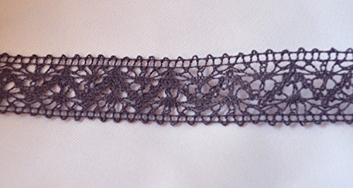 Spitzenband ANTHRAZIT Dunkelgrau Grau-Braun 25mm Spitze Meterware Baumwollspitze Häkelband Taupe Spitzenborte Hochzeit Dekoband Schleifenband Landhaus Vintage Deko - 3