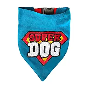 That Dog In Tuxedo Superhero Dog Bandana with Adjustable Collar (Blue, XL)