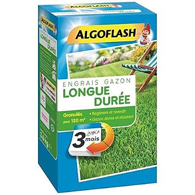 ALGOFLASH Engrais Gazon Longue Durée 3 Mois, 3 kg, EG3M120