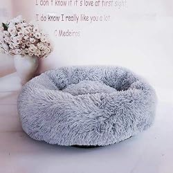 Loopunk Rond en Peluche pour Animal Domestique Nest Deep Sleep Pet Matelas épais Chaud Chien Lit Litière pour Chat Convient pour Chiots Chaton Petits Animaux(White 50CM)