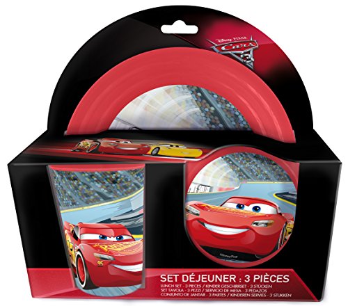 3 Pieces Dining Set - Disney Pixar Cars - Plate/Bowl/Cup Made From Durable Plastic