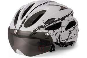 SUPYINI Casque Velo Homme Femme, Casque Trottinette Electrique Adulte, Casques de VTT Casques de Protection avec Visière Magnétique, 18 Trous de Ventilation, Taille Réglable