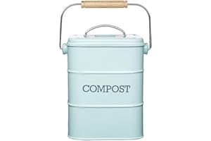 KITCHENCRAFT Living Nostalgia Kitchen Craft Pattumiera per Compost in Acciaio Inossidabile da 3 Litri, Blu (Blu Uovo di Anatra)