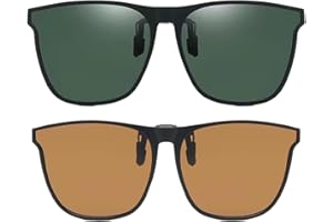 EHDWXVZM 2 sztuki Clip-On Okulary przeciwsłoneczne, Spolaryzowane Okulary Przeciwsłoneczne Klip, Przenośne Okulary Przeciwsłoneczne, Okulary Przeciwultrafioletowe, Unisex, Linse Grün, Taglia unica