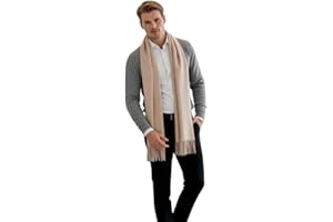 LA FERANI Herren Kaschmir Schal Winter Herbst dünn 185x65 Kaschmirschal Casual Style Wollschal Wolle Uni Farbe Herrenschal
