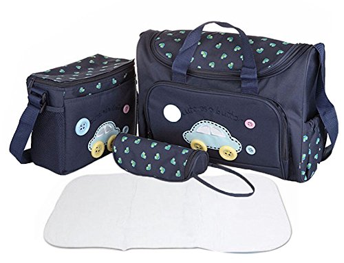 4pcs Stylish Designer Mummy Tote Waterproof Handbag Baby Diaper Nappy Changing Bag Set Nursing Messenger Bag Changing Mat Milk Bottle Holder Case