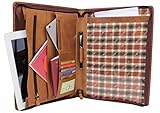 Leder A4 Leder-Schreibmappe Organizer Konferezmappe Hill...