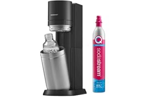 SodaStream Duo Sparkling Water Maker, Sparkling Water Machine & 2x 1L Fizzy Water Bottles, Retro Drinks Maker w. BPA-Free Water Bottle, Glass Carafe & Gas Bottle for Home Carbonated Water - Black