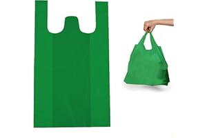 DAYMAND STORE | Bolsas Plastico VERDE 70% Reciclado | Bolsas de plastico de 42x53 cm | 100 Bolsas | Bolsas Plastico camiseta | Bolsa Plastico asas | Galga 200 | Bolsa Camiseta VERDE
