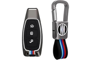 Happyit - Custodia per chiavi dell’auto a 3 pulsanti, in lega di zinco + silicone (B, colore opaco)