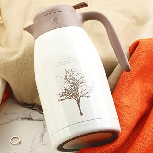 détail Accueil Acier inoxydable Isolation Pot Cuisine Bouilloire Restaurant Hôtel Isolation Coupe Chaud Chaud Bouteille Grande Capacité Blanc 2L UOMUN