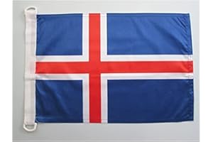 AZ FLAG - Drapeau Islande - 45x30 cm - Pavillon Nautique Islandais Spécial Bateau Et Extérieur en Maille Bloquée avec Anneaux Plastiques Intégrés - 30g