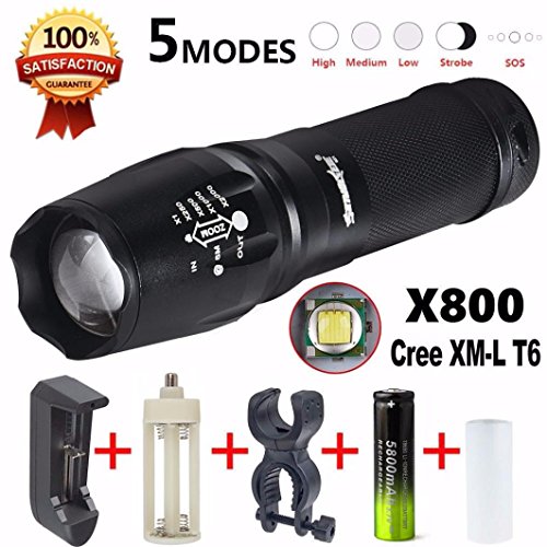 Oyedens Taschenlampe, LED 2000 Lumen G700 Zoom Taschenlampe X800 MilitäR Lumitact Taschenlampe BatterieladegeräT - 2
