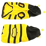Süße Biene Design Hund Polar Fleece Stoff Kleidung Katze Kleidung Welpe Hoodie Plüsch warmen Wintermantel Kleidung Kostüm Accessoire für Hunde Haustiere mit Hut Grösse L -