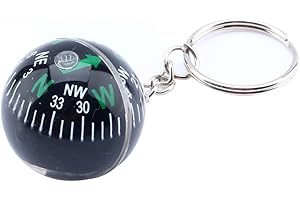 YOSOO HEALTH GEAR Porte-clés Boule de 28 Mm, Boussole Remplie de Liquide et Mousqueton Thermomètre pour Randonnée, Sac à Dos, Accessoire de Camping, Randonnée, Voyage, Survie en Plein Air