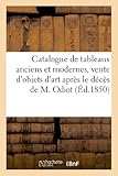 Image de Catalogue de tableaux anciens et modernes, formant la deuxième partie de la vente: d'objets d'art après le décès de M. Odiot père. Vente 17 déc.