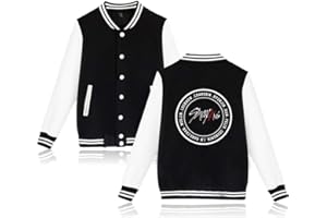 NCTCITY Stray Kids Kpop Sweat-Shirts Veste de Baseball à Manches Longues Boutons Avant Longue Pullover Manche Loose Loisir Pull Tops Bang Chan Changbin Hyunjin Felix Jeongin Minho Woojin