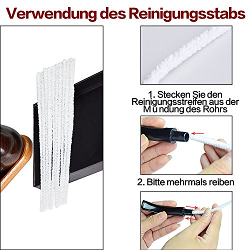 [Update-Version]FeelGlad® Premium Tabakpfeifen-Set Umfassen Ebenholz Pfeife + Pfeife Bag ++10 Pfeifenreinigers+10 Aktivkohlefilter und Schaber (stil 1) - 4