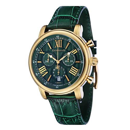 Thomas Earnshaw Longcase 43 Men's Quartz Watch with Green Dial Analogue Display with Green Leather Strap ES-0016-09