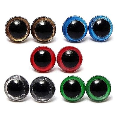 knowing Plastique Yeux de sécurité,Coloré Plastique Yeux de sécurité avec Rondelles, pour Ours en Peluche poupée, Animaux en Peluche poupée, Marionnette,5 Couleurs,100pcs (12mm)