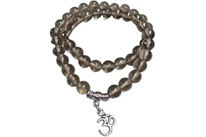 Amalur Nature Mala de 45 cuentas Cuarzo Ahumado Códigos Sagrados.Pulsera de oración. Cumple tu deseo