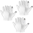 3 Pairs Medium Touch Screen Moisturizing Gloves White Cotton Moisturizing Gloves for OverNight Bedtime Heal Eczema Sleeping Lotion Hand Spa Treatment Gloves Repair Rough Cracked Dry Chapped Hands Skin