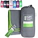Produktbild kupi Mikrofaser Handtücher in M L XL XXL Reisehandtuch Leicht Saugfähig - Mikrofaser Handtuch Set Sporthandtuch Fitness - Sauna Badetuch Strandtuch (dunkelgrau-grün, Set: 140x70cm + 80x40cm +Tasche)