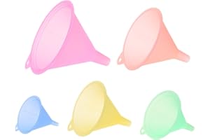KOFUN Embudos de plástico, 5 Piezas de Colorido Embudo de Plástico Pequeño Medio Variedad de Aceite Líquido Conjunto de Cocina
