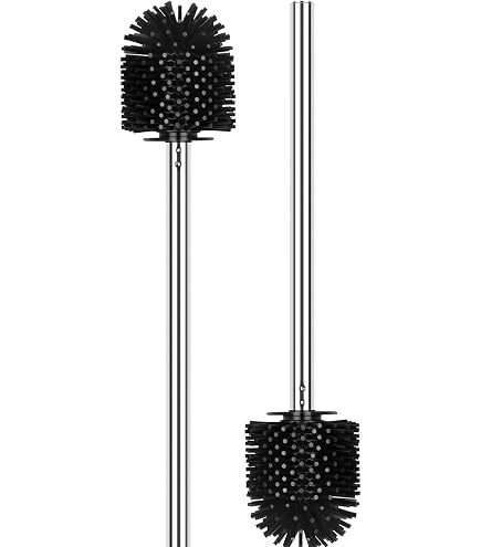 Lot De 2 Brosses WC Noires Avec Manche Inox – Design élégant, Durable, Pour Un Nettoyage Efficace
