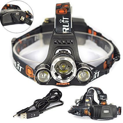 Boruit Led stirnlampe kopflampe 6000 Lumen XM-L2 T6 LED-Scheinwerfer kopflampe Stirnlampe led Scheinwerfer-Kopf-Lampen-Taschenlampe für Outdoor Sports Camping Wandern Angeln（Britische Ladegerät Technische Daten） - 5