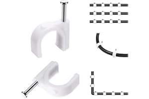 ABNII Fermacavi, 8 mm, 100 pezzi, clip per unghie, resistenti, bianche, rotonde, per cavi, da parete, per la gestione delle clip