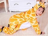 JT-Amigo Kinder Pyjama Strampler Schlafanzug Tier Kostüm für Halloween Karneval Fasching, Giraffe Kostüm, Gr. 140/146 - 
