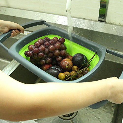 UMEI Küche Sieb Faltbare Wannen Silikon Sieb (rechteck, grün) - 5