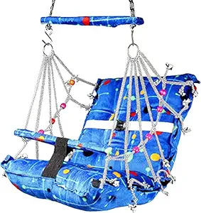 ZuMart Cotton Swing Chair for Kids Babys Children Folding and Washable 1-8 Years with Safety Belt - Home,Garden Jhula for Babies | Swing for Kids | Baby Hanging Swing Jula (Multicolor)