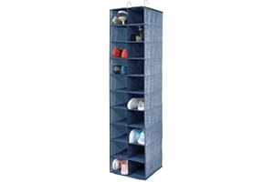 mDesign Organizer armadio con 20 scomparti – Grande armadio tessuto per l'asta dell'armadio – Portaoggetti da appendere salvaspazio per scarpe e abiti – blu scuro