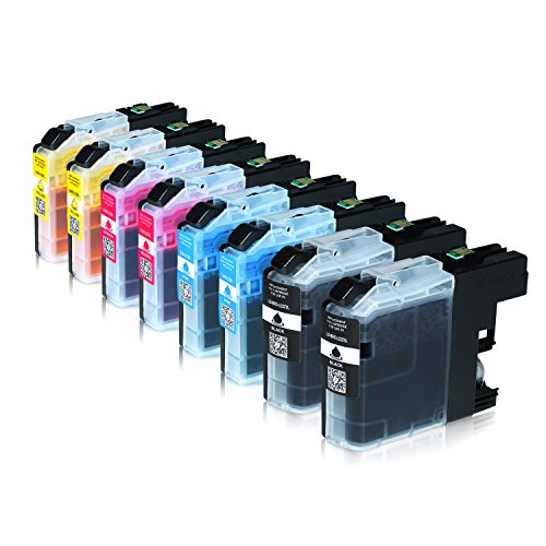 8 Tintenpatronen für Brother LC-225XL 227XL, MFC-J4420DW MFC-J4620DW 4-in1, DCP-J4120DW MFC-J4425DW MFC-J4625DW, Schwarz je 28ml, Color je 13ml