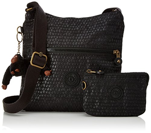 Kipling - Zamor Duo, Bolsos bandolera Mujer, Schwarz (Black Scarlet Emb), 25.5x24.5x4 cm (B x H T) - Kipling