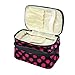 SupplyEU Polka Dots Pattern Double Layer Dual Zipper Makeup Case Cosmetic Hand Bag Tool Storage Toiletry With Mirror