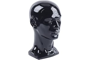 ALNEMY Professioneller Mannequin-Kopf,Männliche Kopf Schaufensterpuppenkopf Modell, Mannequin Kopf, für Headset, Spielkonsole, Hüte, Perücken, Schmuck,Wasserdicht und Feuchtigkeitsbeständig (Helles Schwarz)