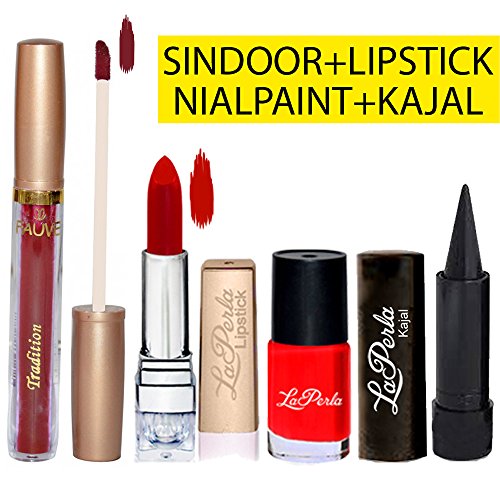 Lperla Lipstick, Nail Paint, Kajal & Fauve Sindoor
