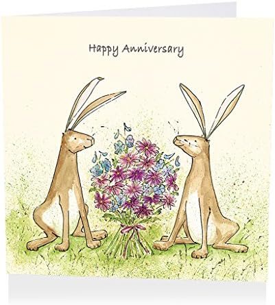 Happy Anniversary Hare Card - Anniversary Bouquet- Art Beat