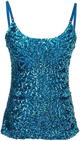 Livedeal Women Sexy Camisole Sequins Tank Tops (Free Size, Lakeblue)
