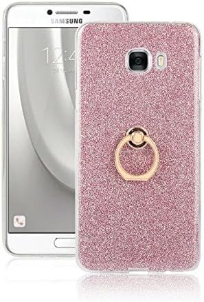 WKAE Samsung Galaxy C7 Case, shimmering powder Premium Bling Style Ring Holder TPU Stand Back Case for Samsung Galaxy C7 ( Color : Pink )