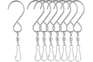 XINGSUI Pince à crochet rotative 8 pièces, pince à crochet rotative coupe-vent S, utilisée pour suspendre des carillons éoliens, des paniers de fleurs, des cages à oiseaux, des accessoires de fête