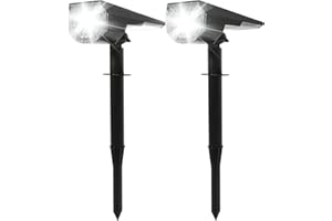 Biogyn 2 pezzi Faretti Energia Solare Esterno con 32pz LED/cad. Lampada Super Luminosa, Luci per Cortile, Luci per Sentieri, Lampade Solare da Giardino, IP65, Ricarica Energia Solare, Bianco (2 Pezzi)