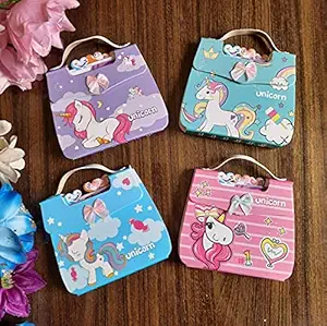 Le Delite Unicorn Cartoon Printed Button Protected Dairy with Pen (Multicolor), Carry Handle Kids Diary Secret Journal Copy Notebook , Stylish Cute School Button Diary Ruled Pages (Pack of 2 Pieces)