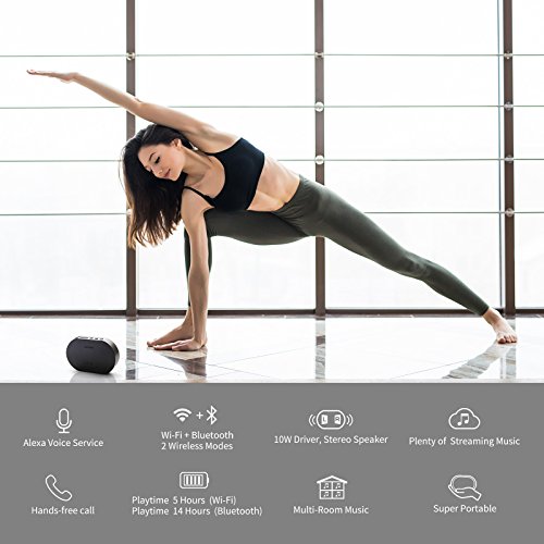 GGMM Wireless Smart Speaker Bluetooth 4,2 Wi-Fi Portatile con Amazon Alexa Grande Suono Stereo, E2 AirPlay Multi-room Altoparlante 10W per iPhone Smartphone Android e Tablet PC