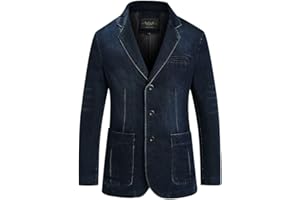 YAOTT Blazer da Uomo Denim Blazer Vintage Cotone Giacca da Abito Casual Slim Fit Blazer da Abito Formale Monopetto Suit Jacket Giacca di Jeans Casual Elegante Blazer di Jeans a 3 Bottoni