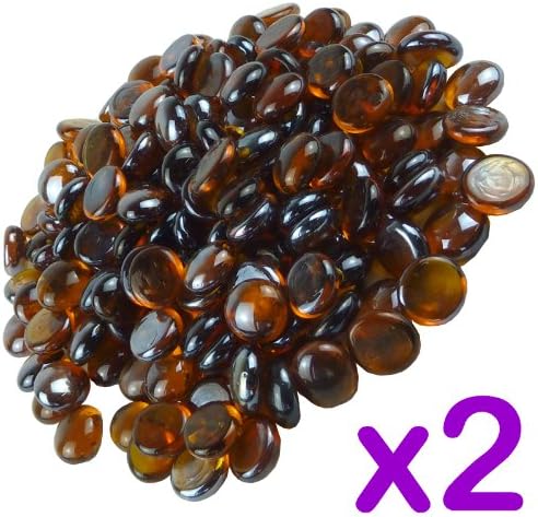 Pack of 2 Decorative Round Pebbles - Coloured Pebbles For Decoration Purpose (Amber)